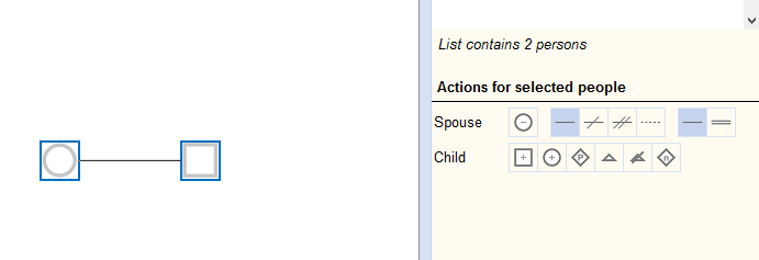 PedigreeXP - Setting relationships from the data entry panel