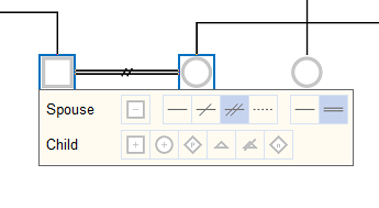 PedigreeXP - Where to select the relationship type